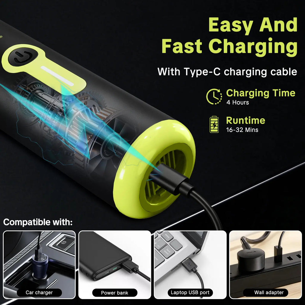 SEESE Car Vacuum Portable Cordless, 20000Pa 2 in 1 Vacuum Cleaner&Air Duster, 100W Brushless Motor Handheld Vacuum Cordless with 6000mAh Battery, Multi-Nozzles for Car, Home, Office, Pet