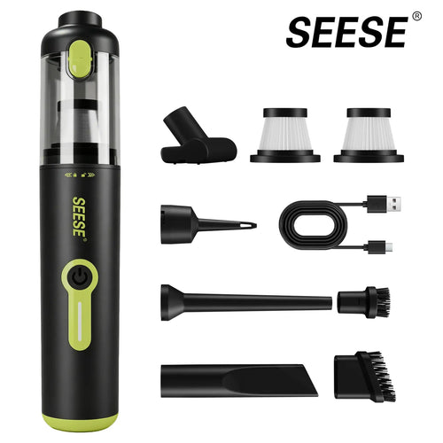 SEESE Car Vacuum Portable Cordless, 20000Pa 2 in 1 Vacuum Cleaner&Air Duster, 100W Brushless Motor Handheld Vacuum Cordless with 6000mAh Battery, Multi-Nozzles for Car, Home, Office, Pet