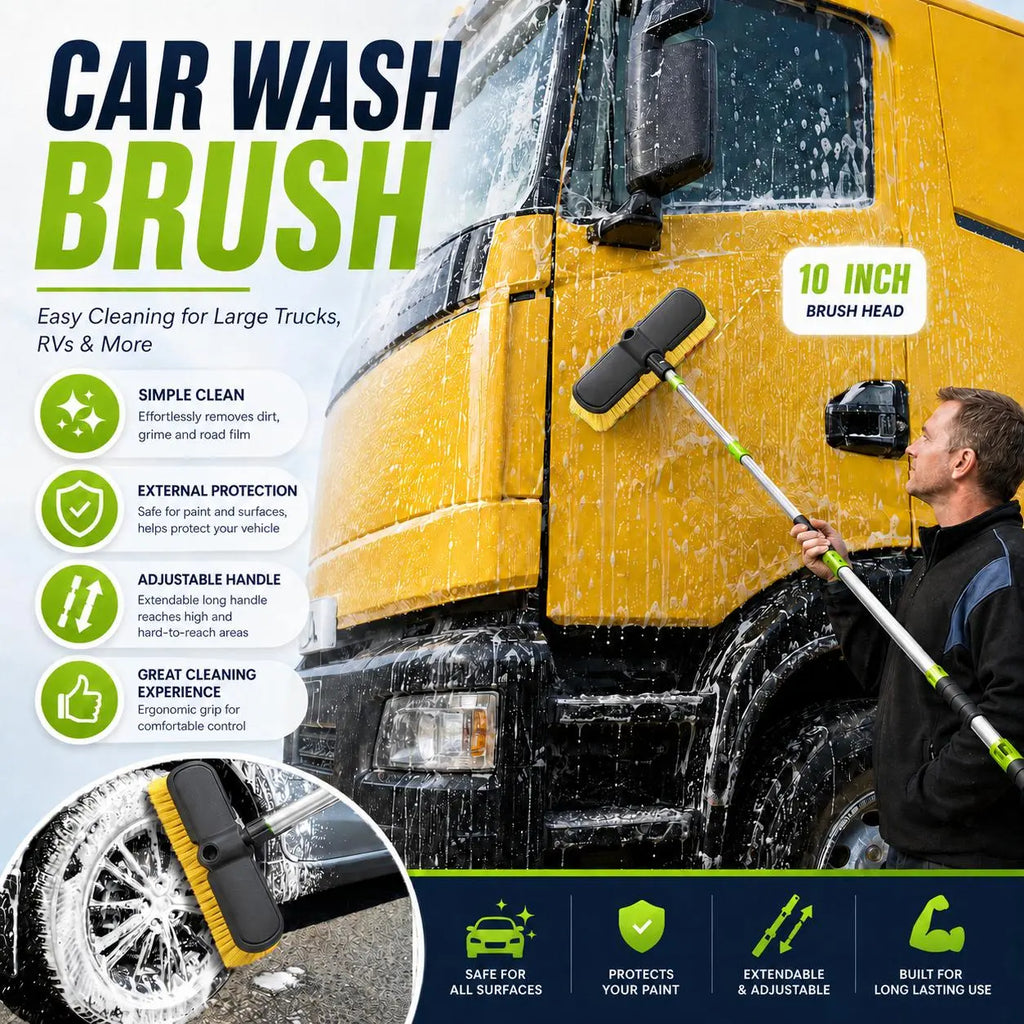 65'' Car Wash Brush with Long Handle,Car Wash Kit with Tire Brush,Tower,Window Squeegee,Chenille Microfiber,Car Detailing Brushes,Car Cleaning Brush Kit Supplies for Car,Truck,SUV,RV