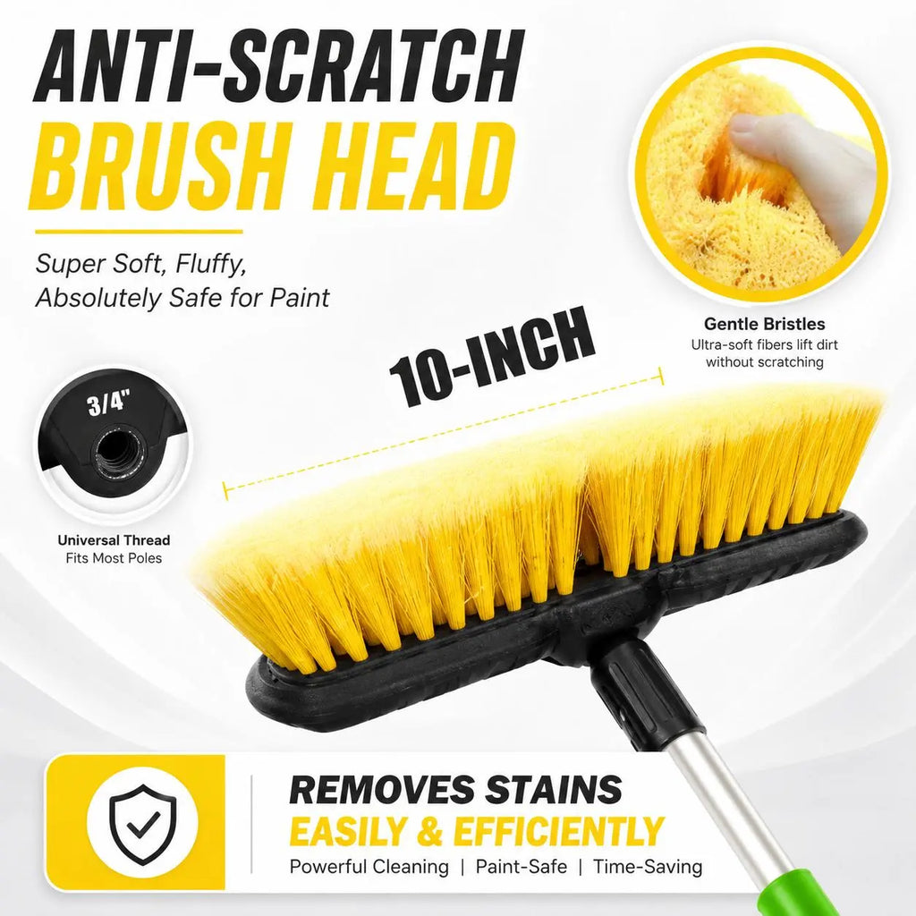 65'' Car Wash Brush with Long Handle,Car Wash Kit with Tire Brush,Tower,Window Squeegee,Chenille Microfiber,Car Detailing Brushes,Car Cleaning Brush Kit Supplies for Car,Truck,SUV,RV