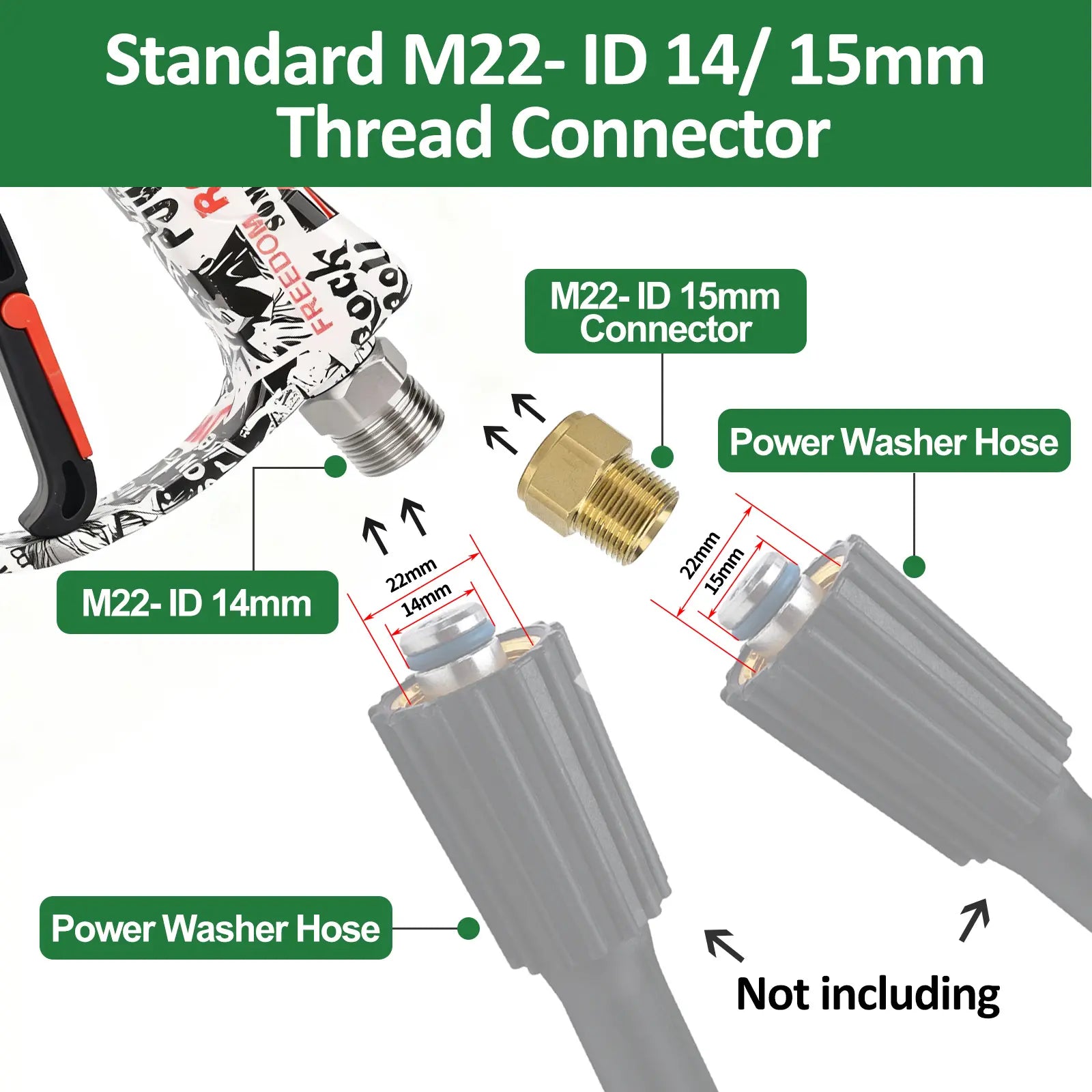 BEAR FORCE Pressure Washer Gun 3000 PSI with Magnetic Connection Foam Cannon 32oz/ 1L & Orifice Nozzle 1.10mm, Adjustable Foam Blaster, Power Washer Spray Gun with 3/8'' Swivel Quick Connect, M22-15mm Connector, Car Wash