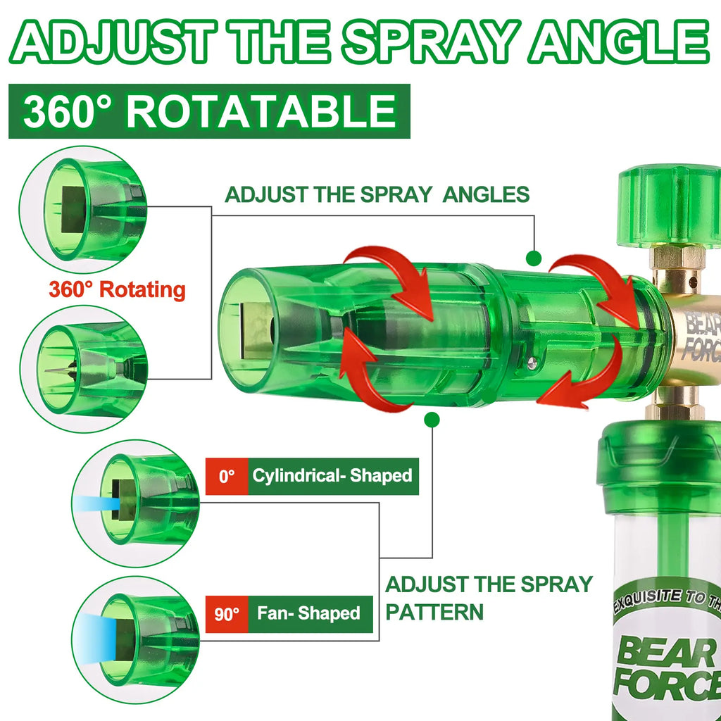 BEAR FORCE Pressure Washer Gun 3000 PSI with Magnetic Connection Foam Cannon 32oz/ 1L & Orifice Nozzle 1.10mm, Adjustable Foam Blaster, Power Washer Spray Gun with 3/8'' Swivel Quick Connect, M22-15mm Connector, Car Wash
