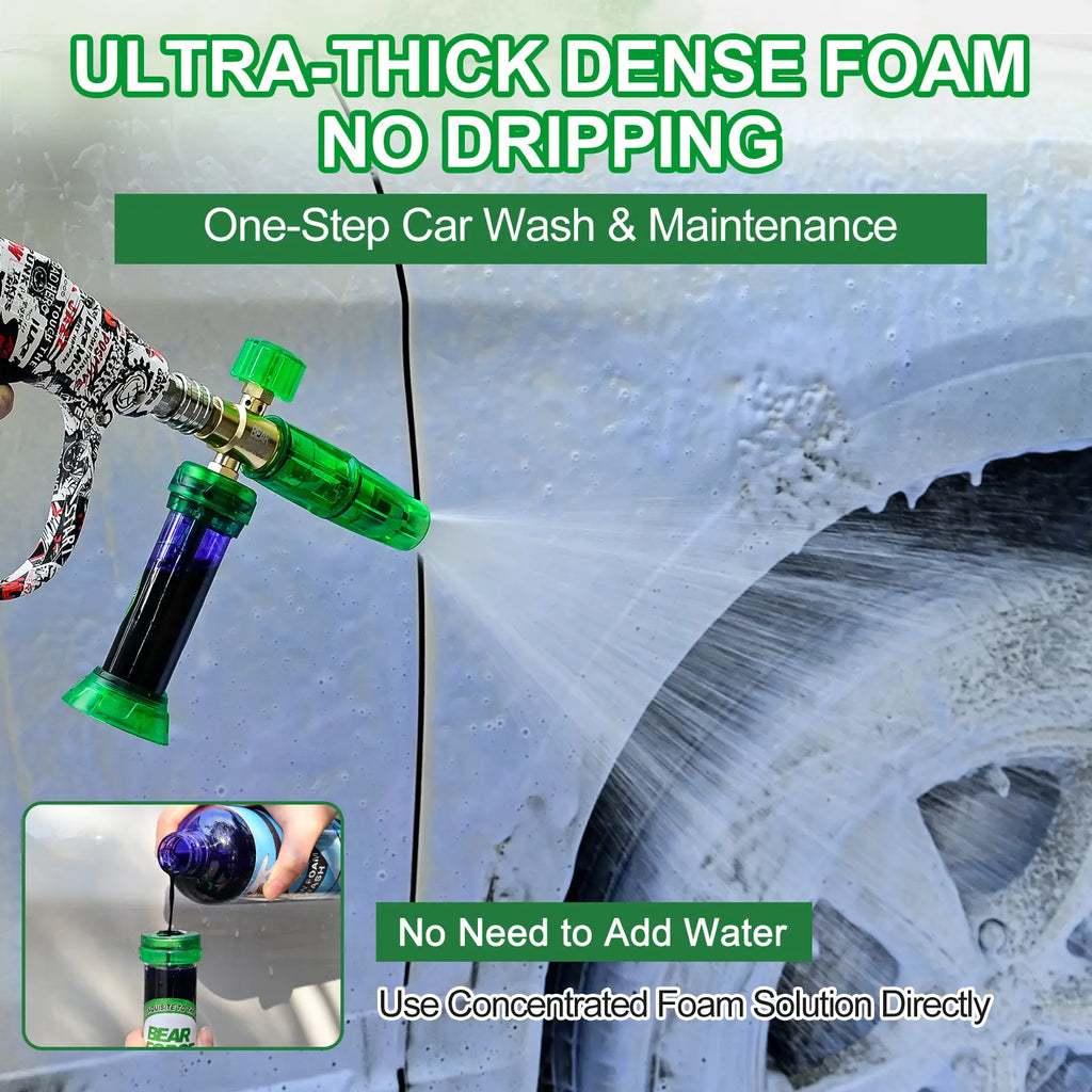BEAR FORCE Pressure Washer Gun 3000 PSI with Magnetic Connection Foam Cannon 32oz/ 1L & Orifice Nozzle 1.10mm, Adjustable Foam Blaster, Power Washer Spray Gun with 3/8'' Swivel Quick Connect, M22-15mm Connector, Car Wash